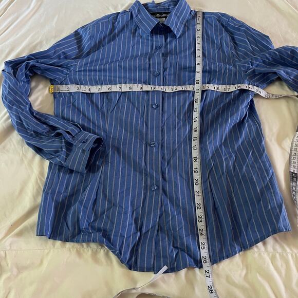 NWT Blue White Stripe Long Sleeve Button Down Wmns 12 Preppy Work Office - Picture 7 of 7